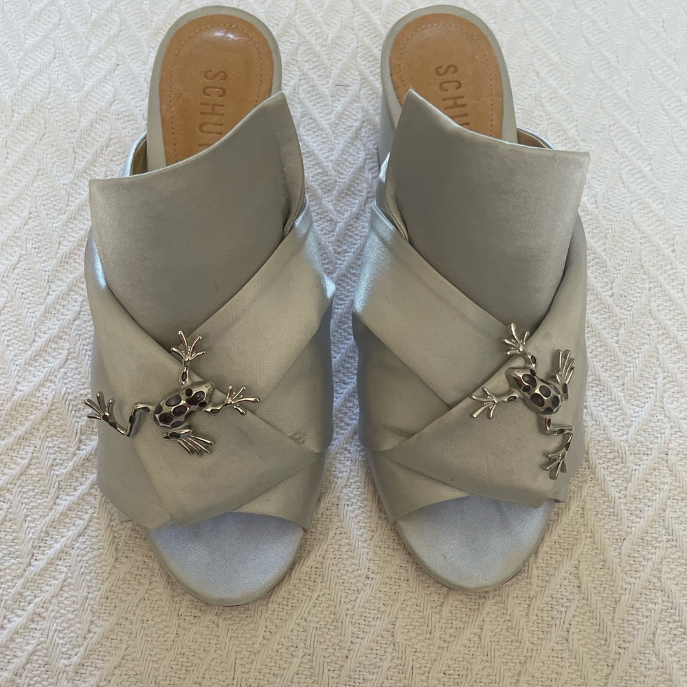 Schultz Silver Satin Heeled Mule 7